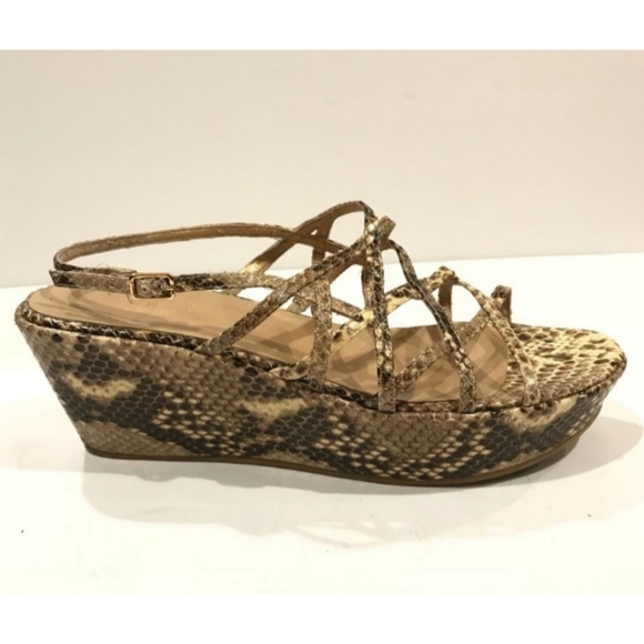 Stuart Weitzman Snake Print Strappy Slingback Wedg - Picture 3 of 16